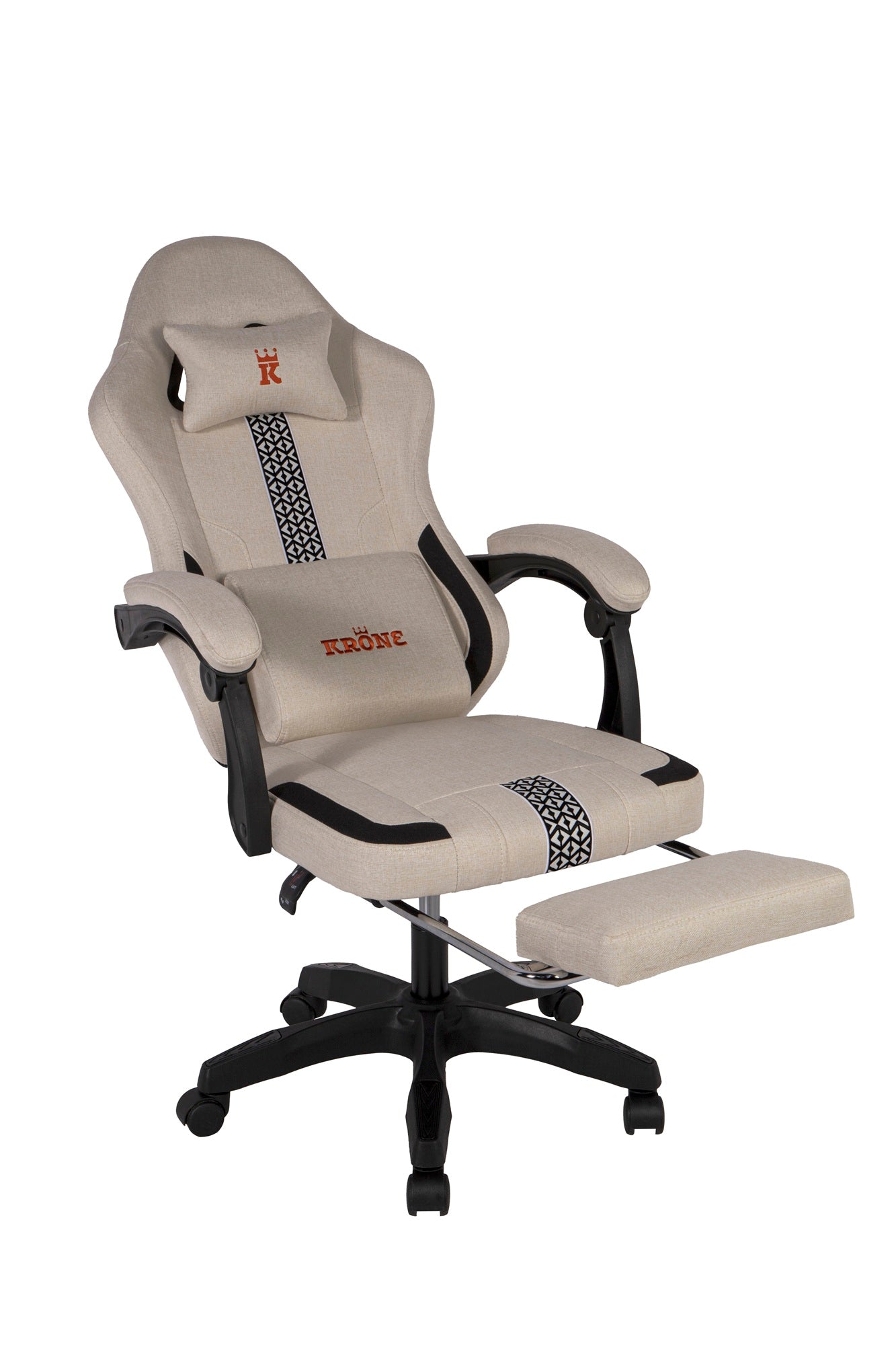 Silla Gamer Oficina Krone Reclinable Fabric Crema