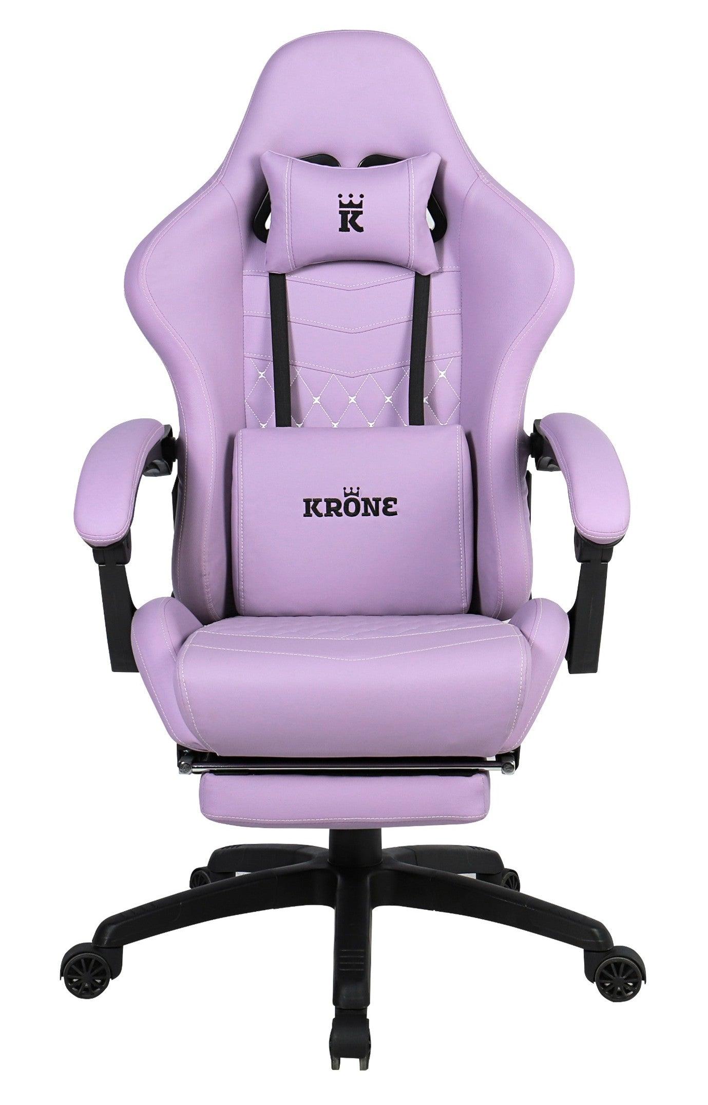 Silla Gamer Oficina Krone XL Reclinable + Masaje + Apoyapiés - Morado - Kronestore.cl
