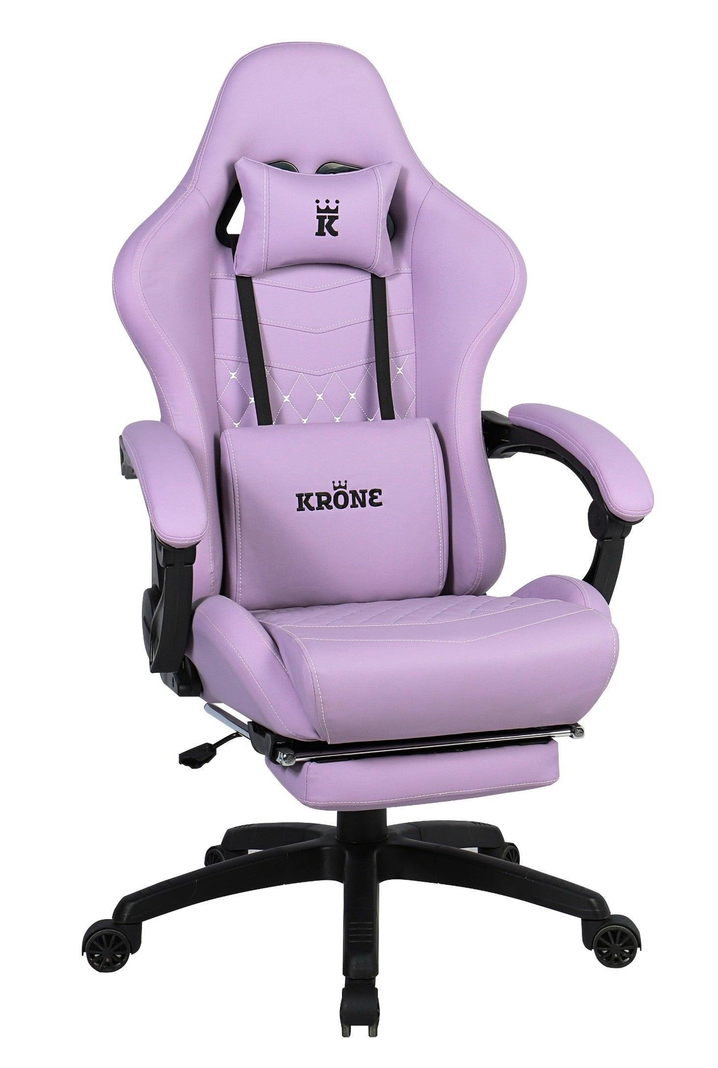 Silla Gamer Oficina Krone XL Reclinable + Masaje + Apoyapiés - Morado - Kronestore.cl