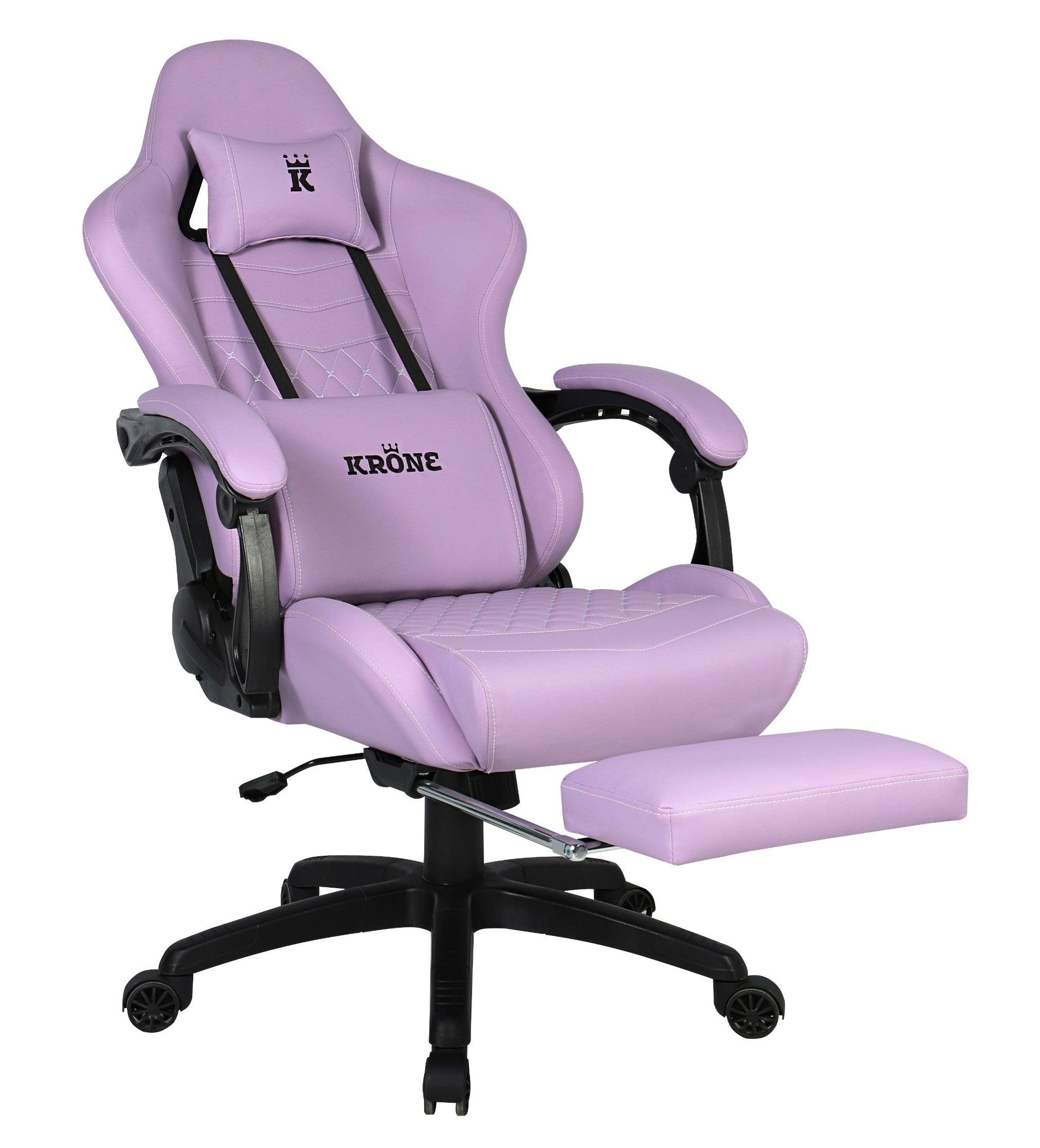 Silla Gamer Oficina Krone XL Reclinable + Masaje + Apoyapiés - Morado - Kronestore.cl