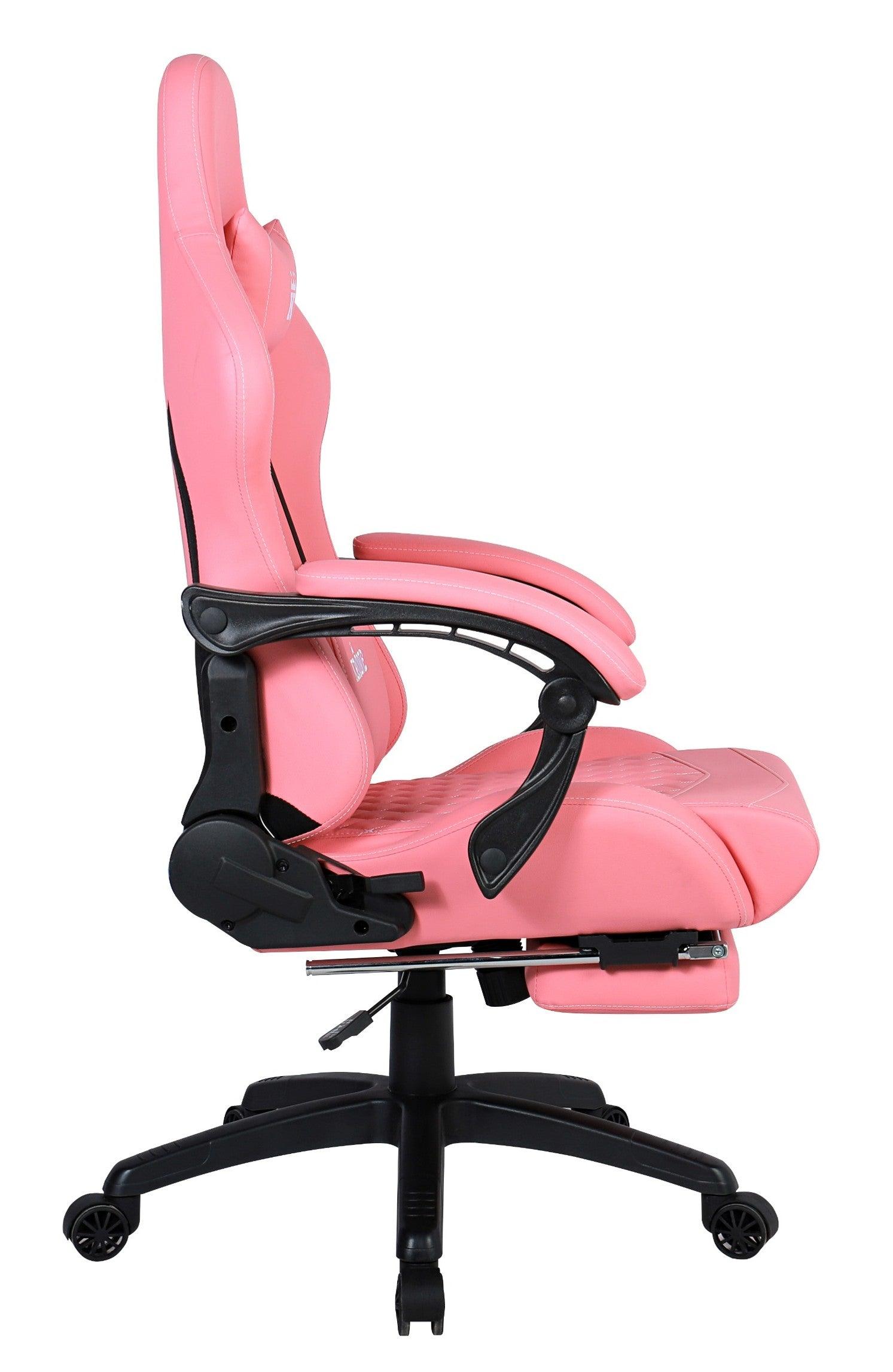 Silla Gamer Oficina Krone XL Reclinable + Masaje + Apoyapiés - Rosado - Kronestore.cl