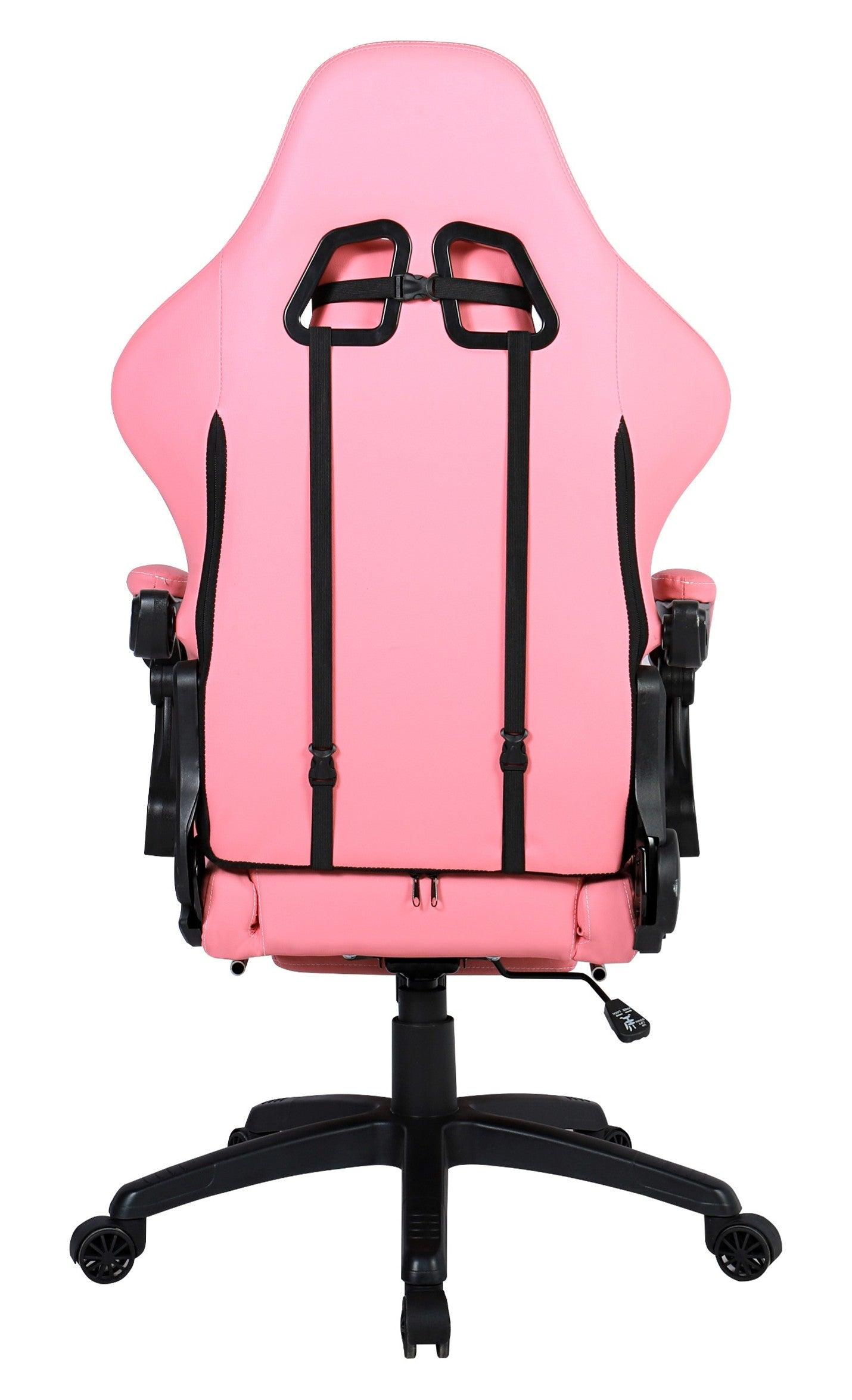 Silla Gamer Oficina Krone XL Reclinable + Masaje + Apoyapiés - Rosado - Kronestore.cl