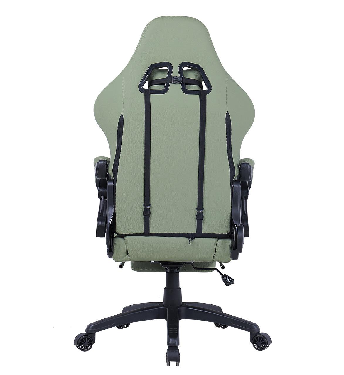 Silla Gamer Oficina Krone XL Reclinable + Masaje + Apoyapiés - Verde - Kronestore.cl