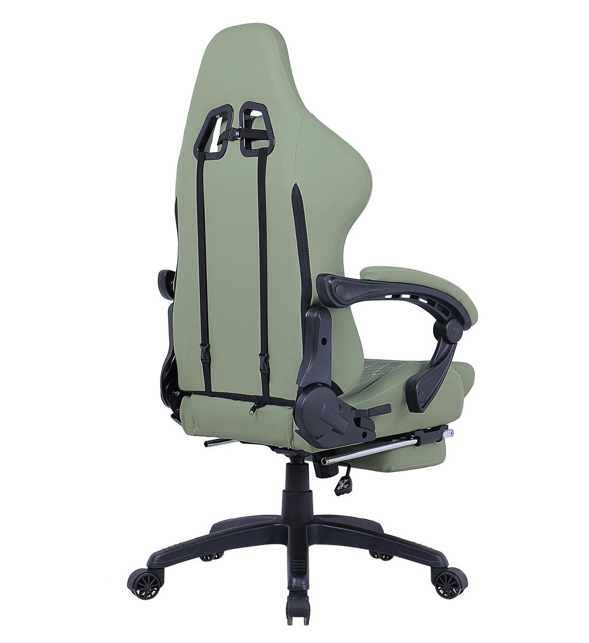 Silla Gamer Oficina Krone XL Reclinable + Masaje + Apoyapiés - Verde - Kronestore.cl