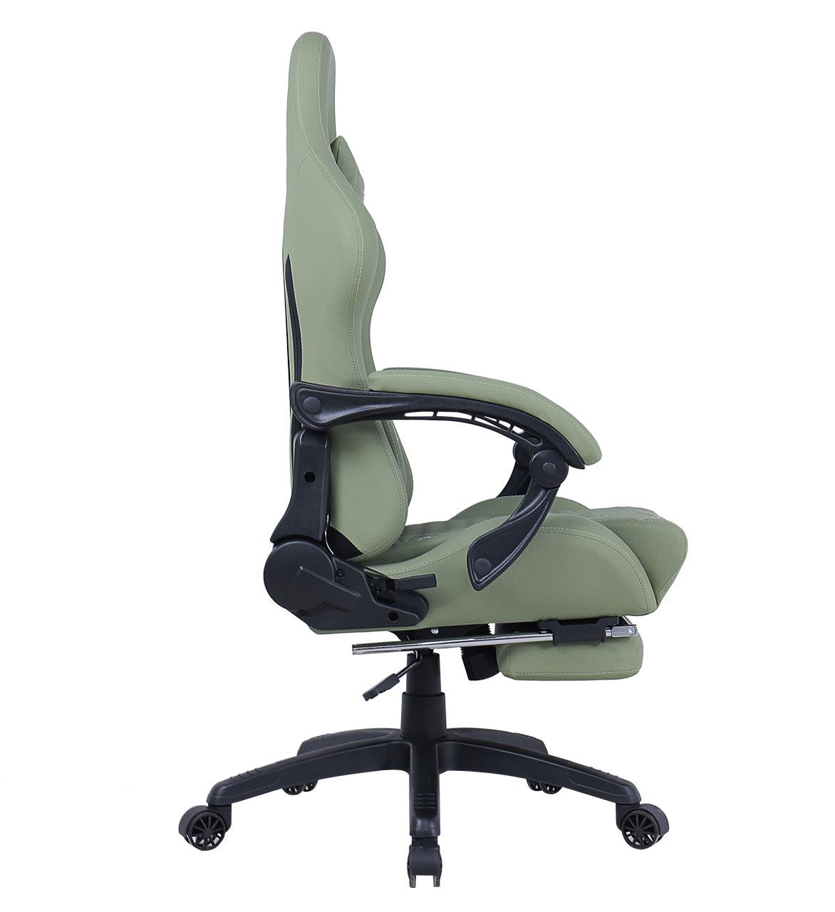 Silla Gamer Oficina Krone XL Reclinable + Masaje + Apoyapiés - Verde - Kronestore.cl