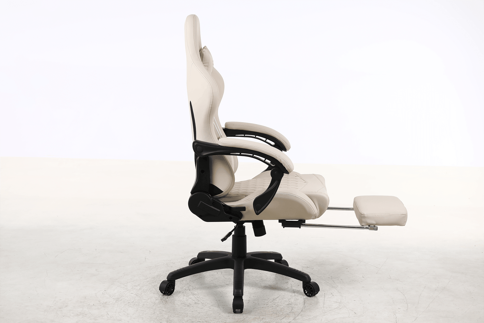 Silla Gamer Oficina Krone XL Reclinable + Masaje + Apoyapiés - Crema - Kronestore.cl