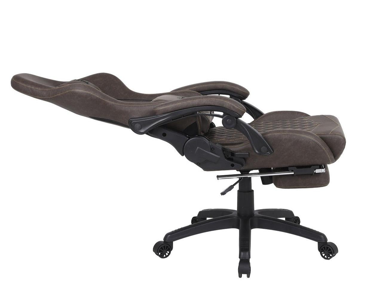 Silla Gamer Oficina Krone XL Reclinable + Masajeador + Apoyapiés Café - Kronestore.cl