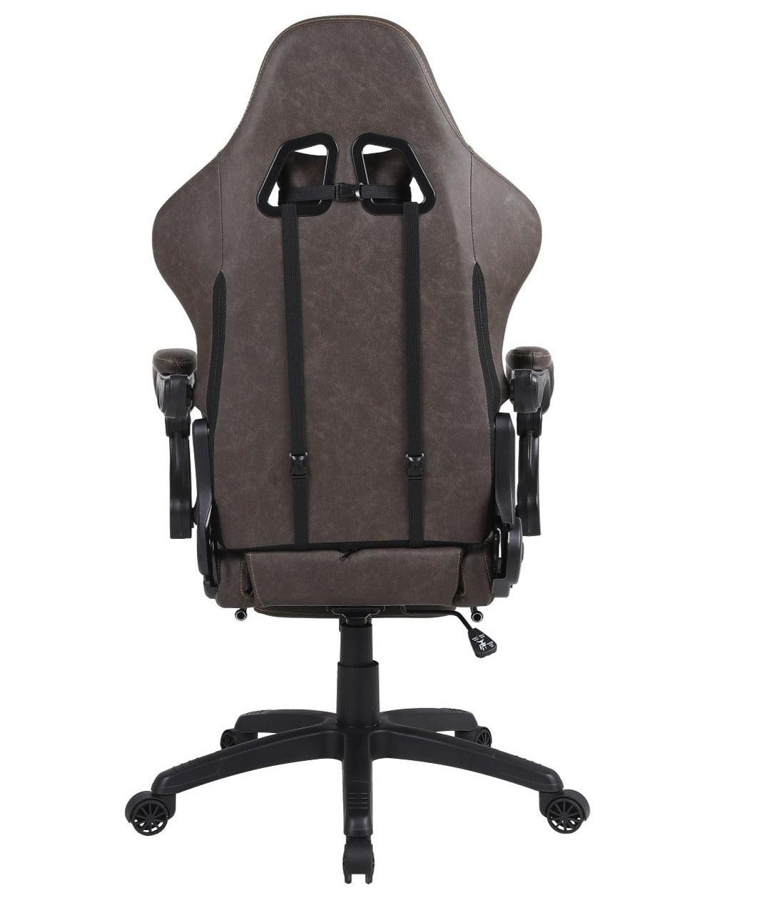 Silla Gamer Oficina Krone XL Reclinable + Masajeador + Apoyapiés Café - Kronestore.cl
