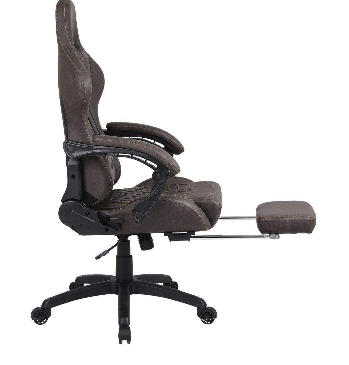 Silla Gamer Oficina Krone XL Reclinable + Masajeador + Apoyapiés Café - Kronestore.cl