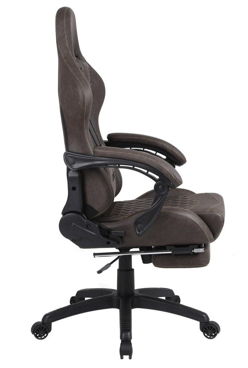 Silla Gamer Oficina Krone XL Reclinable + Masajeador + Apoyapiés Café - Kronestore.cl