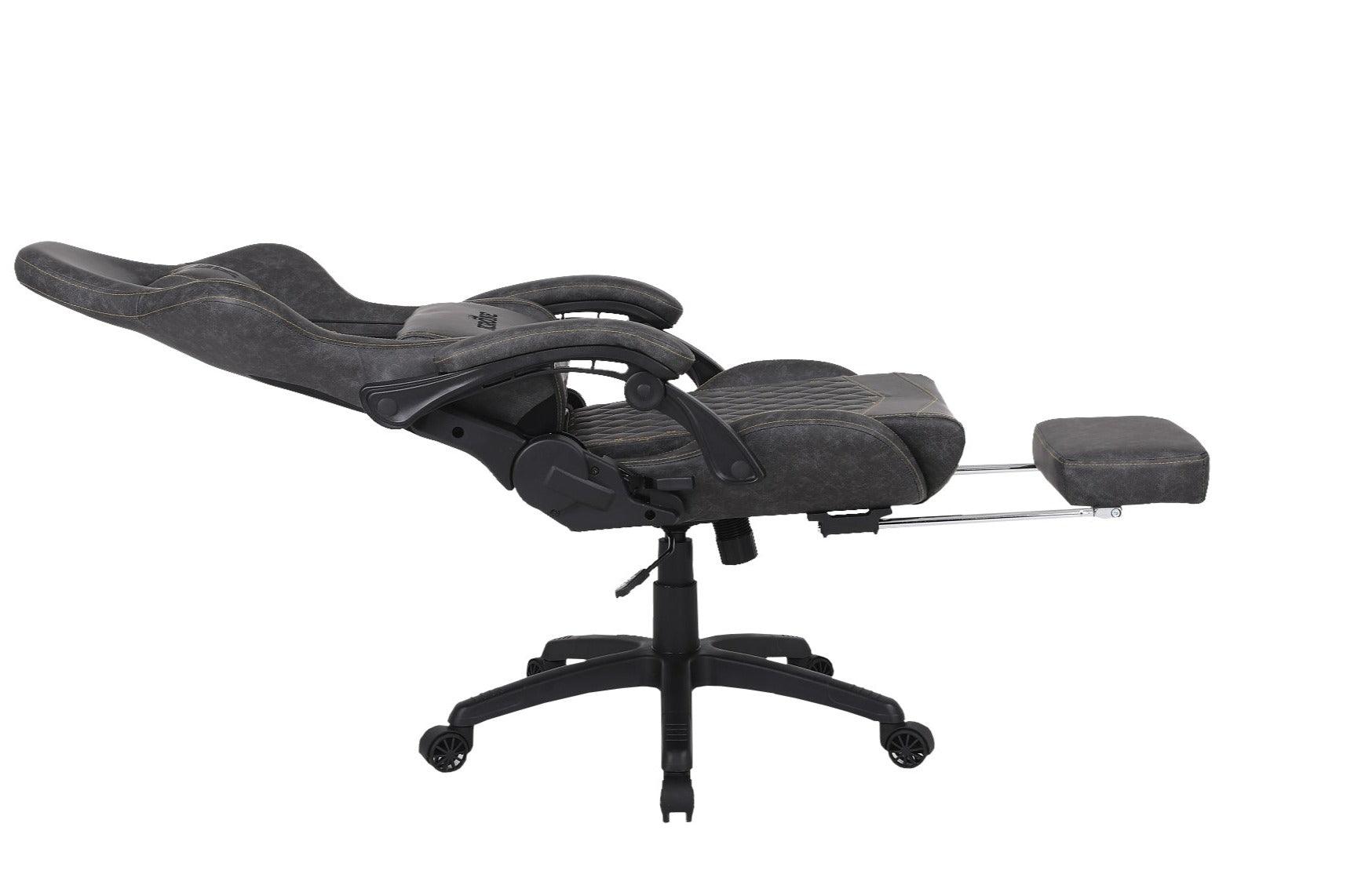 Silla Gamer Oficina Krone XL Reclinable + Masaje + Apoyapiés - Grafito - Kronestore.cl