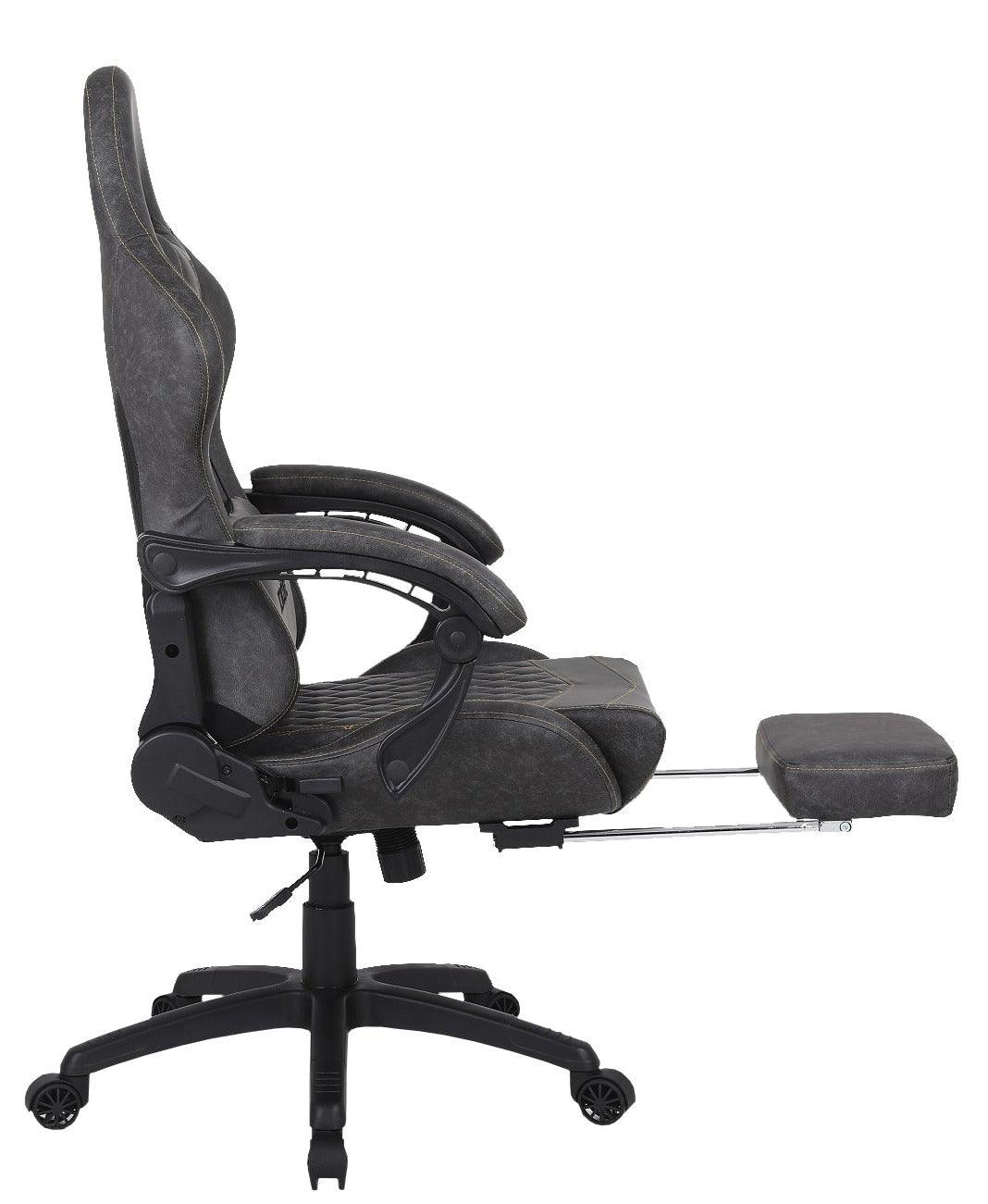 Silla Gamer Oficina Krone XL Reclinable + Masaje + Apoyapiés - Grafito - Kronestore.cl