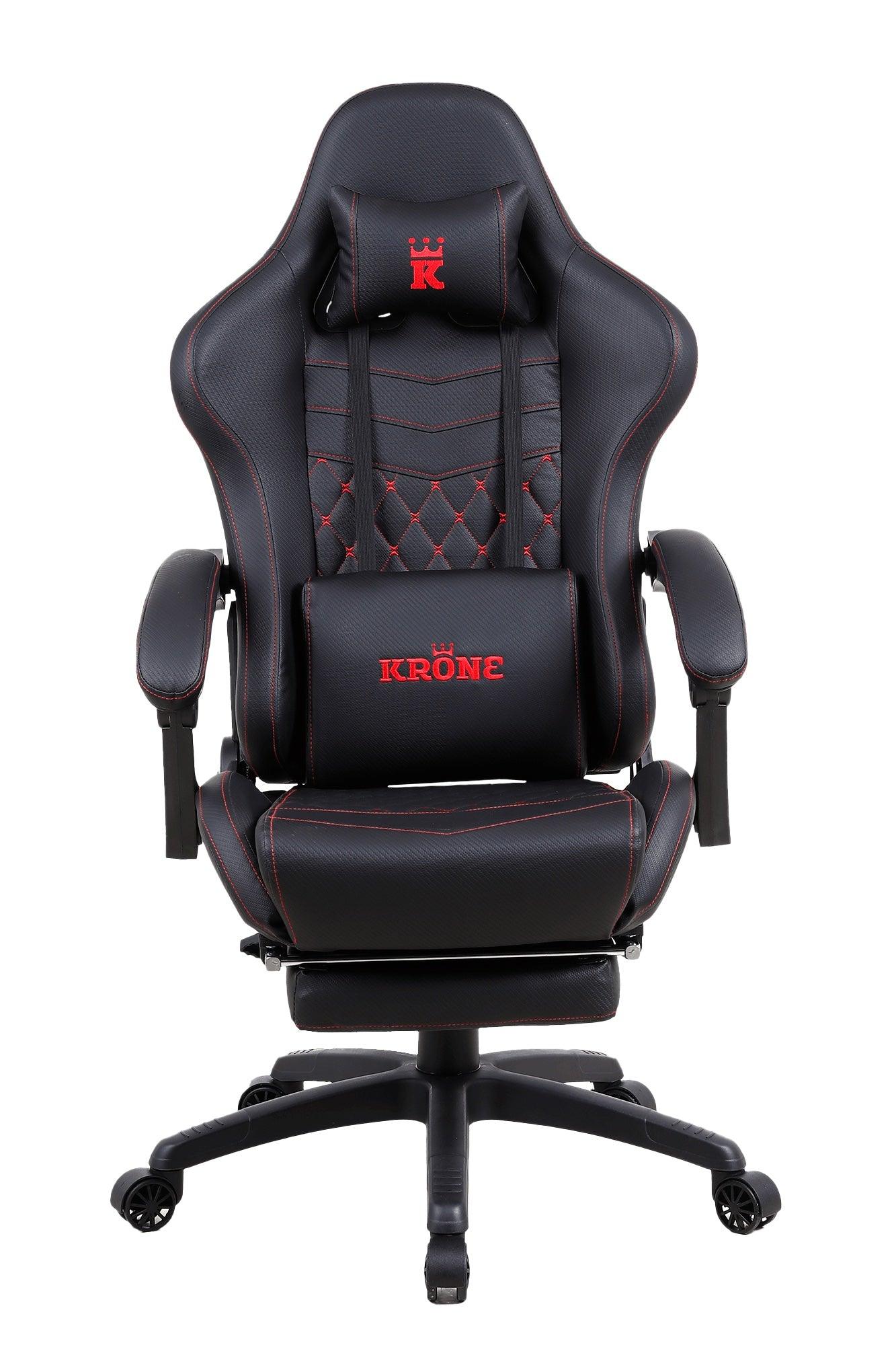 Silla Gamer Oficina Krone XL Reclinable + Masaje+ Apoyapiés - Negra - Kronestore.cl