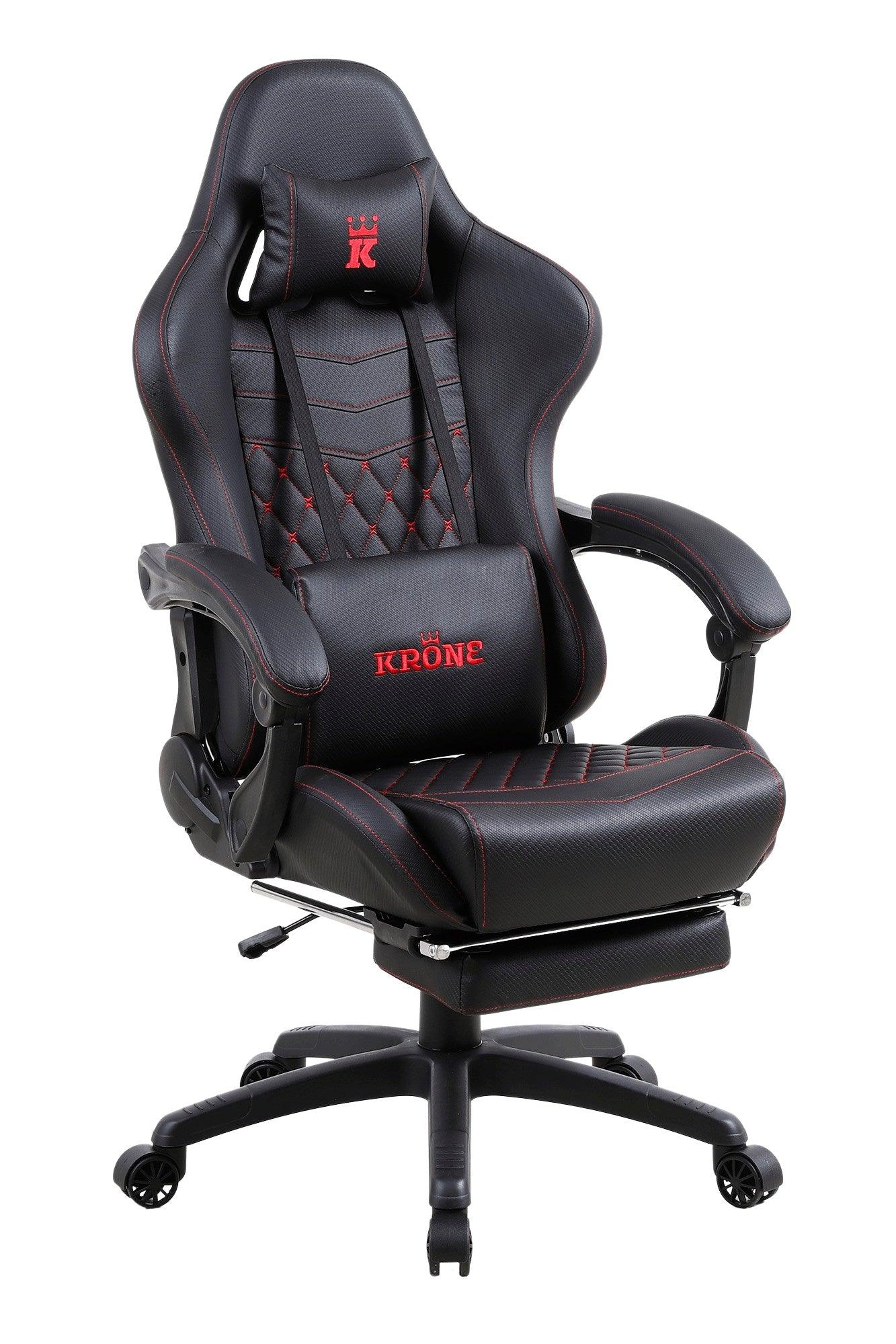 Silla Gamer Oficina Krone XL Reclinable + Masaje+ Apoyapiés - Negra - Kronestore.cl