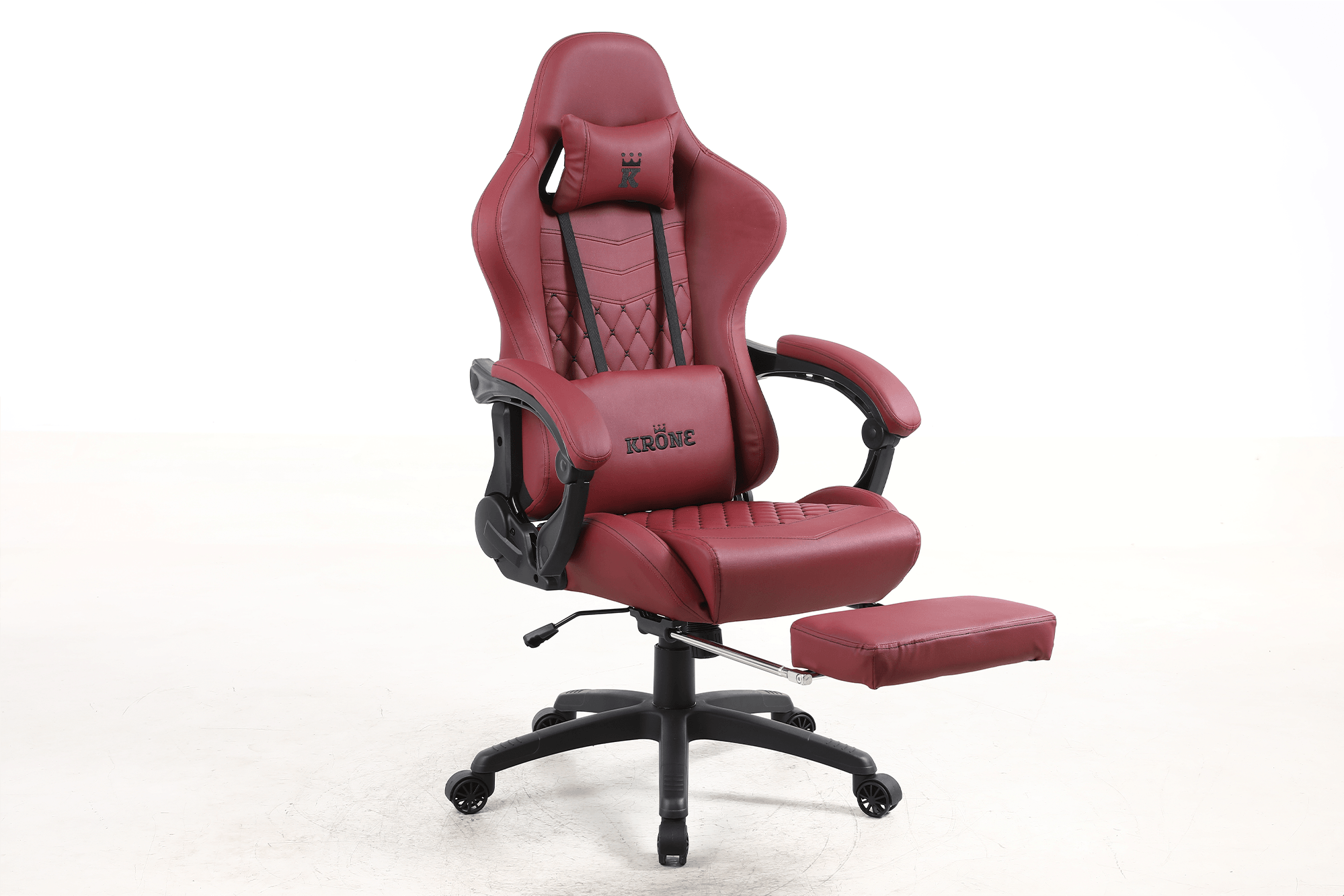 Silla Gamer Oficina Krone XL Reclinable + Masajeador + Apoyapiés Burdeo - Kronestore.cl
