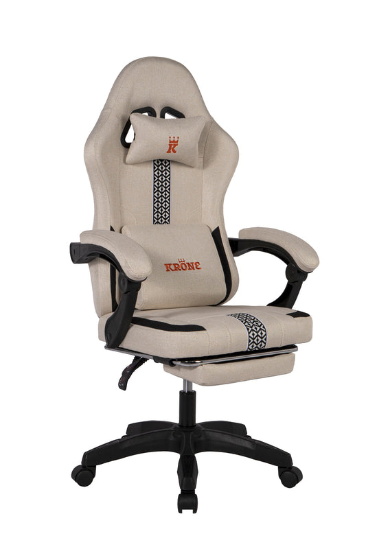 Silla Gamer Oficina Krone Reclinable Fabric Crema