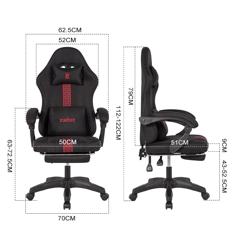 Silla Gamer Oficina Krone Reclinable Fabric Negra
