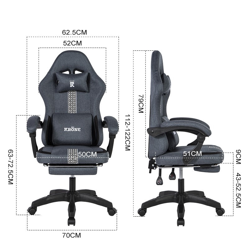 Silla Gamer Oficina Krone Reclinable Fabric Azul
