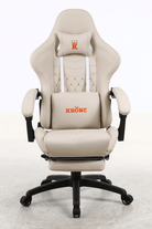 Silla Gamer Oficina Krone XL Reclinable + Masaje + Apoyapiés - Crema - Kronestore.cl