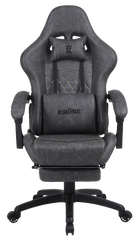 Silla Gamer Oficina Krone XL Reclinable + Masaje + Apoyapiés - Grafito - Kronestore.cl